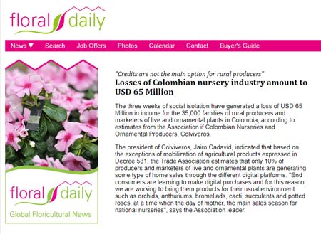 A loss of USD 65 Million in income for families of rural producers during Covid-19 crisis