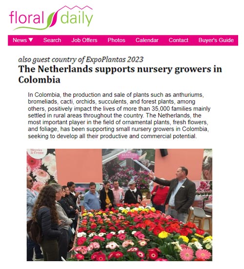 The Netherlands supports nursery growers in Colombia